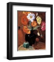 Poppies in Black Vase-Janine Salzman-Framed Giclee Print