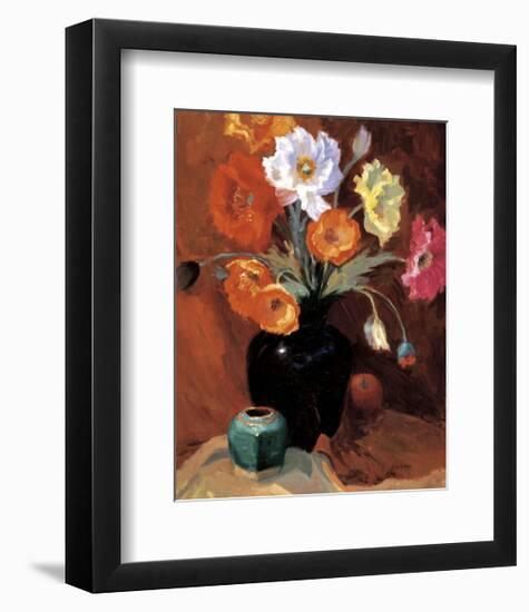 Poppies in Black Vase-Janine Salzman-Framed Giclee Print