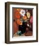 Poppies in Black Vase-Janine Salzman-Framed Giclee Print