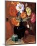 Poppies in Black Vase-Janine Salzman-Mounted Giclee Print