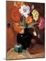 Poppies in Black Vase-Janine Salzman-Mounted Giclee Print