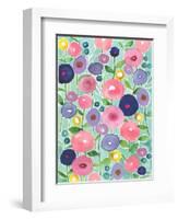 Poppies in Bloom on Aqua Background-Elizabeth Rider-Framed Giclee Print