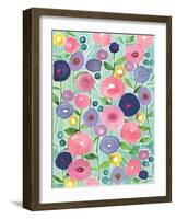 Poppies in Bloom on Aqua Background-Elizabeth Rider-Framed Giclee Print