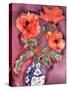 Poppies in Chinese Vase-Lillian Delevoryas-Stretched Canvas