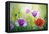 Poppies In The Morning, Oil Painting On Canvas-Valenty-Framed Stretched Canvas