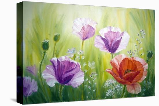 Poppies In The Morning, Oil Painting On Canvas-Valenty-Stretched Canvas