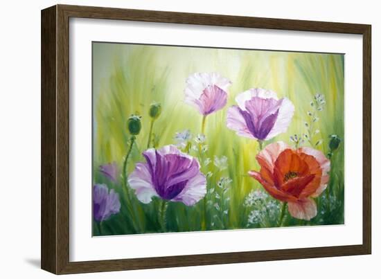 Poppies In The Morning, Oil Painting On Canvas-Valenty-Framed Art Print