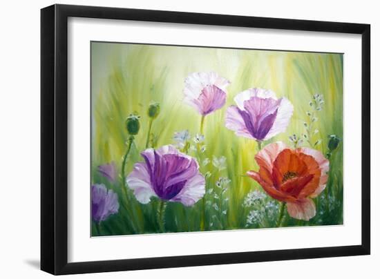 Poppies In The Morning, Oil Painting On Canvas-Valenty-Framed Art Print