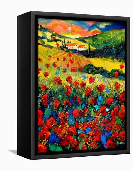 Poppies In Tuscany-Pol Ledent-Framed Stretched Canvas