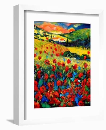 Poppies In Tuscany-Pol Ledent-Framed Art Print