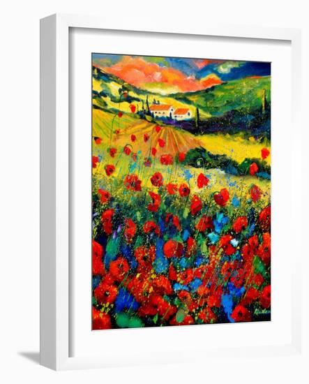 Poppies In Tuscany-Pol Ledent-Framed Art Print