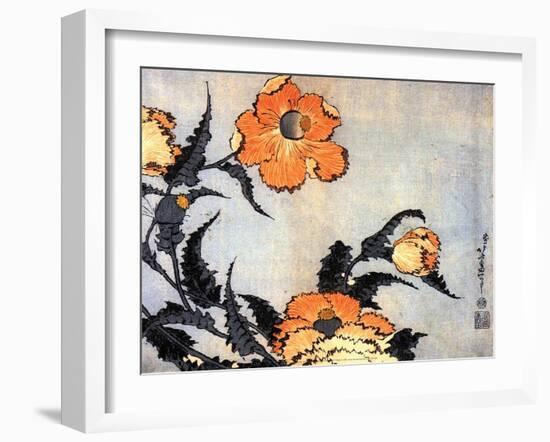 Poppies, late 1820's-Hokusai Hokusai-Framed Art Print