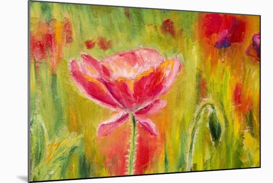 Poppies, Oil Painting on Canvas-Valenty-Mounted Art Print