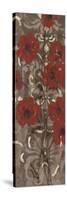 Poppies on Damask I-Jennifer Goldberger-Stretched Canvas