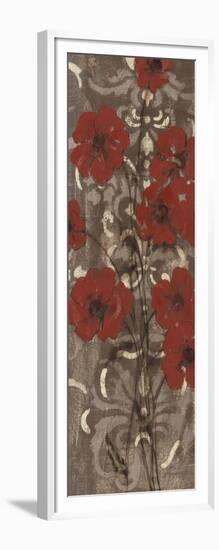 Poppies on Damask I-Jennifer Goldberger-Framed Art Print