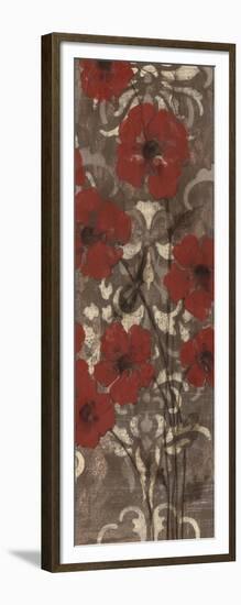 Poppies on Damask II-Jennifer Goldberger-Framed Art Print