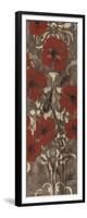 Poppies on Damask II-Jennifer Goldberger-Framed Art Print