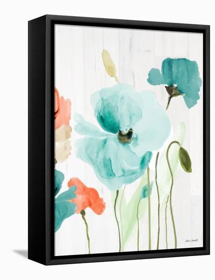 Poppies on Wood I-Lanie Loreth-Framed Stretched Canvas