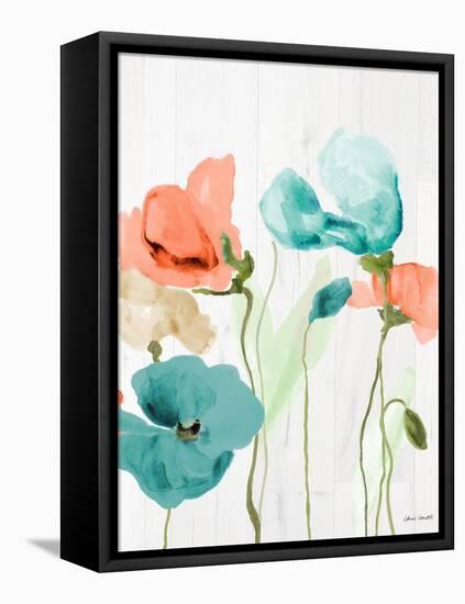 Poppies on Wood II-Lanie Loreth-Framed Stretched Canvas