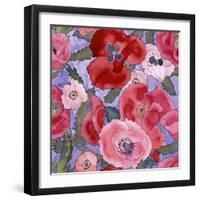 Poppies pattern- light-Carissa Luminess-Framed Giclee Print