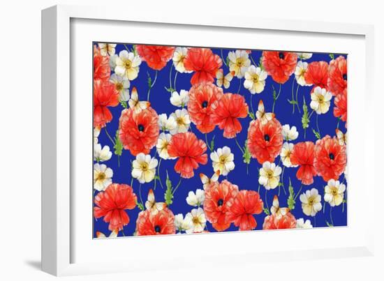 Poppies (Pattern)-Maria Rytova-Framed Giclee Print