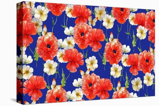 Poppies (Pattern)-Maria Rytova-Stretched Canvas