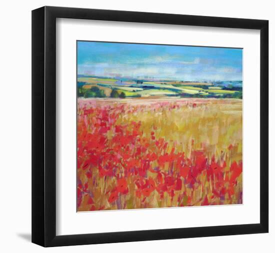 Poppies& Rolling Hills England-null-Framed Art Print