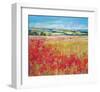 Poppies& Rolling Hills England-null-Framed Art Print