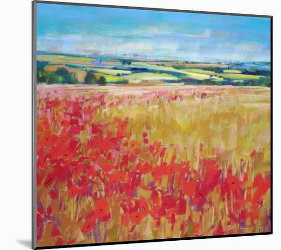 Poppies& Rolling Hills England-null-Mounted Art Print