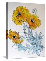 POPPIES watercolour-Linda Arthurs-Stretched Canvas