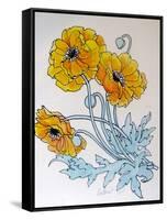 POPPIES watercolour-Linda Arthurs-Framed Stretched Canvas