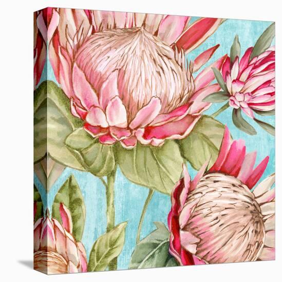 Popping King Protea I-Alex Black-Stretched Canvas