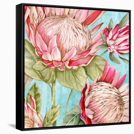 Popping King Protea I-Alex Black-Framed Stretched Canvas