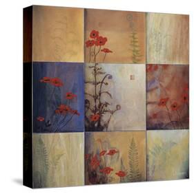 Poppy and Fern Nine Patch-Don Li-Leger-Stretched Canvas