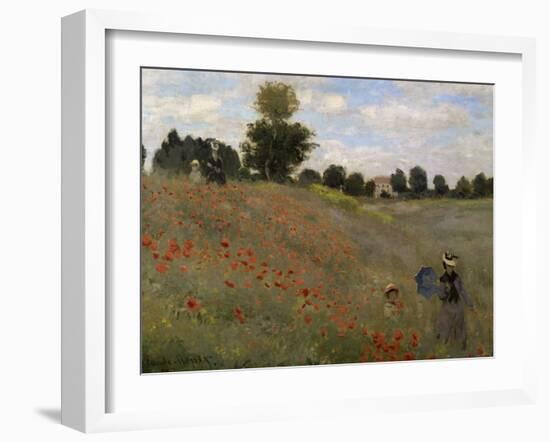 Poppy Field at Argenteuil, c.1873-Claude Monet-Framed Giclee Print