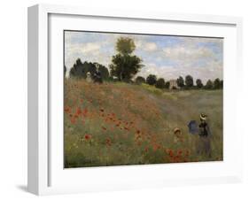 Poppy Field at Argenteuil, c.1873-Claude Monet-Framed Giclee Print