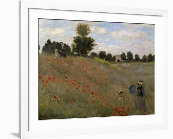 Poppy Field at Argenteuil, c.1873-Claude Monet-Framed Giclee Print