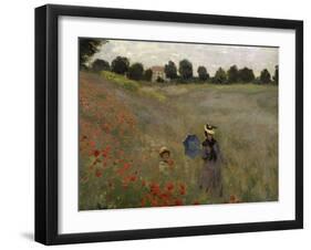 Poppy Field at Argenteuil, c.1873-Claude Monet-Framed Giclee Print