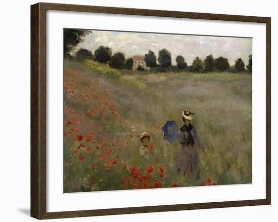 Poppy Field at Argenteuil, c.1873-Claude Monet-Framed Giclee Print