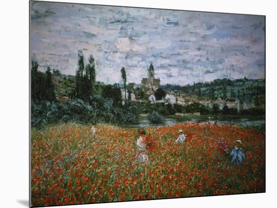 Poppy Field Near Vetheuil-Claude Monet-Mounted Giclee Print