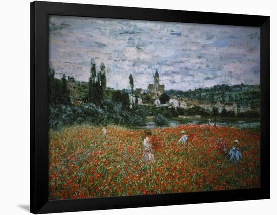 Poppy Field Near Vetheuil-Claude Monet-Framed Giclee Print