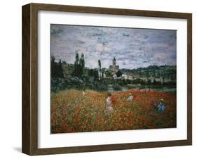 Poppy Field Near Vetheuil-Claude Monet-Framed Giclee Print