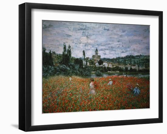 Poppy Field Near Vetheuil-Claude Monet-Framed Giclee Print