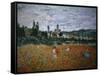 Poppy Field Near Vetheuil-Claude Monet-Framed Stretched Canvas