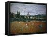 Poppy Field Near Vetheuil-Claude Monet-Framed Stretched Canvas