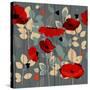 Poppy Flowers Seamless Pattern over Grey-Danussa-Stretched Canvas