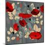 Poppy Flowers Seamless Pattern over Grey-Danussa-Mounted Art Print