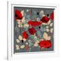 Poppy Flowers Seamless Pattern over Grey-Danussa-Framed Art Print