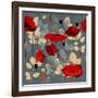 Poppy Flowers Seamless Pattern over Grey-Danussa-Framed Art Print