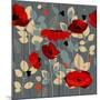 Poppy Flowers Seamless Pattern over Grey-Danussa-Mounted Art Print